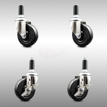 Service Caster 4 Inch 316SS Hard Rubber Swivel 1-1/8 Inch Expanding Stem Caster Brake SCC, 2PK SCC-SS316EX20S414-HRS-2-TLB-2-118